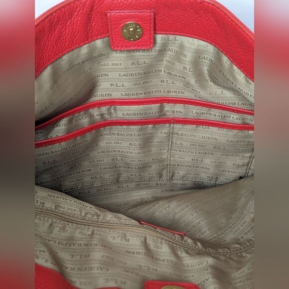 Ralph Lauren Leather Bag Academia 90s Y2K Countryside Chic Preppy Tomato Girl - Picture 7 of 10